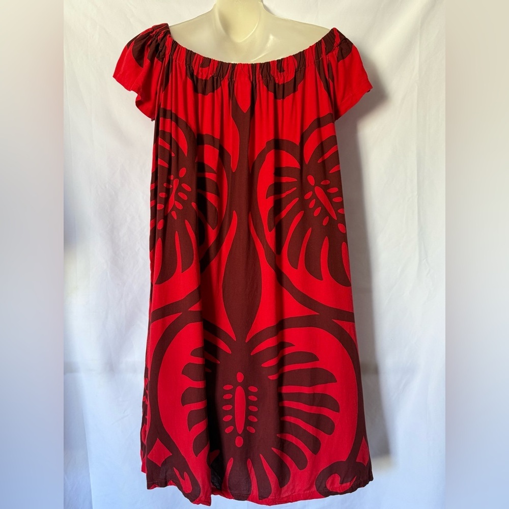 Red Midi Sundress with Off-Shoulder Neckline and Flutter Sleeves